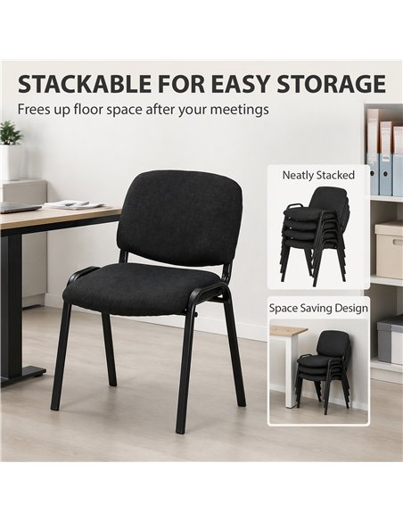 HOMCOM Meeting Chair, Stackable Ergonomic Office Chair with Padded Seat, Curved Backrest for Conference Room, Black - pic 207238 | FastDaddyshop