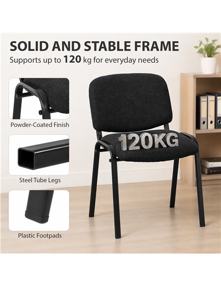 HOMCOM Meeting Chair, Stackable Ergonomic Office Chair with Padded Seat, Curved Backrest for Conference Room, Black - pic 207239 | FastDaddyshop