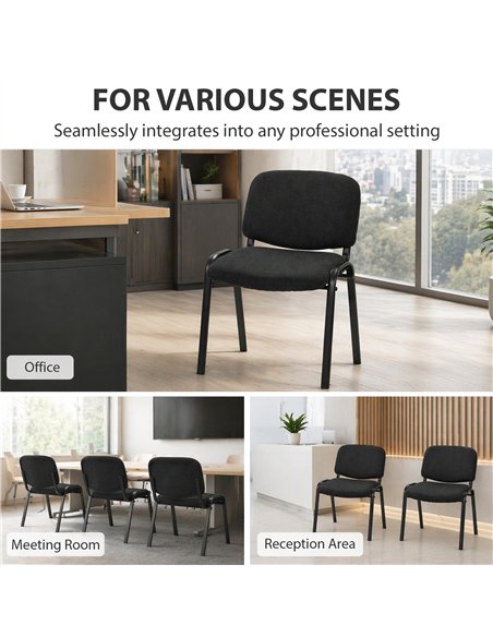 HOMCOM Meeting Chair, Stackable Ergonomic Office Chair with Padded Seat, Curved Backrest for Conference Room, Black - pic 207240 | FastDaddyshop