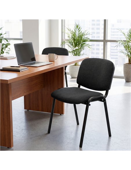 HOMCOM Meeting Chair, Stackable Ergonomic Office Chair with Padded Seat, Curved Backrest for Conference Room, Black - pic 207241 | FastDaddyshop