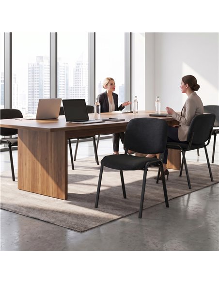 HOMCOM Meeting Chair, Stackable Ergonomic Office Chair with Padded Seat, Curved Backrest for Conference Room, Black - pic 207242 | FastDaddyshop