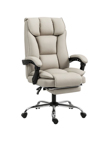 HOMCOM Pet-Friendly Faux Leather Computer Desk Chair, Executive Office Chair with Footrest and Double-Layer Padding, Khaki - pic 207243 | FastDaddyshop