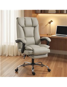 HOMCOM Pet-Friendly Faux Leather Computer Desk Chair, Executive Office Chair with Footrest and Double-Layer Padding, Khaki 2