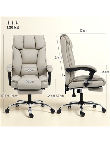 HOMCOM Pet-Friendly Faux Leather Computer Desk Chair, Executive Office Chair with Footrest and Double-Layer Padding, Khaki