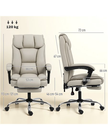 HOMCOM Pet-Friendly Faux Leather Computer Desk Chair, Executive Office Chair with Footrest and Double-Layer Padding, Khaki - pic 207245 | FastDaddyshop