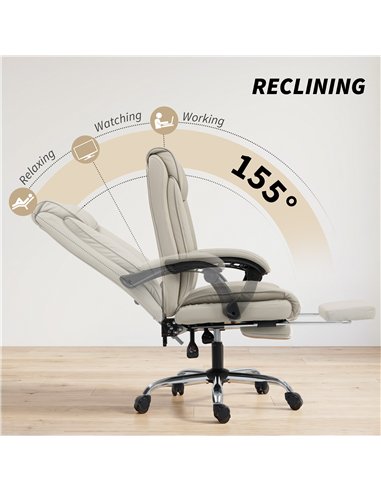 HOMCOM Pet-Friendly Faux Leather Computer Desk Chair, Executive Office Chair with Footrest and Double-Layer Padding, Khaki