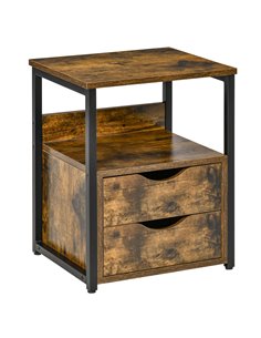 HOMCOM Industrial Cabinet with Storage Shelf, Drawer, Rustic Brown