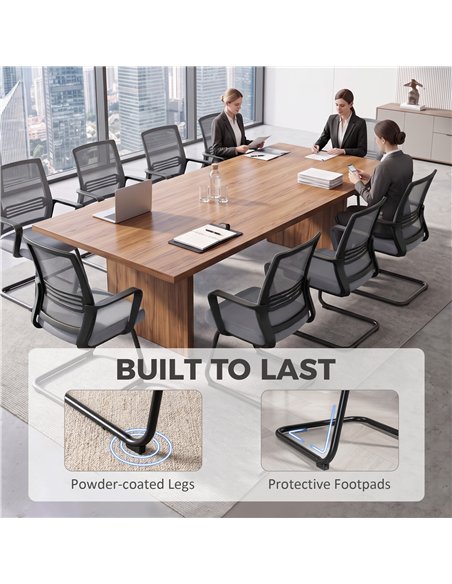 HOMCOM Padded Meeting Office Chair, Ergonomic Desk Chair No Wheels with Sled Base for Bedroom, Waiting, Reception, Dark Grey - pic 207257 | FastDaddyshop