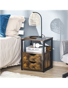 HOMCOM Industrial Cabinet with Storage Shelf, Drawer, Rustic Brown 2