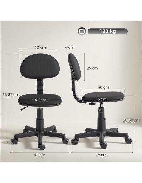 HOMCOM Small Armless Office Chair - Black - pic 207263 | FastDaddyshop