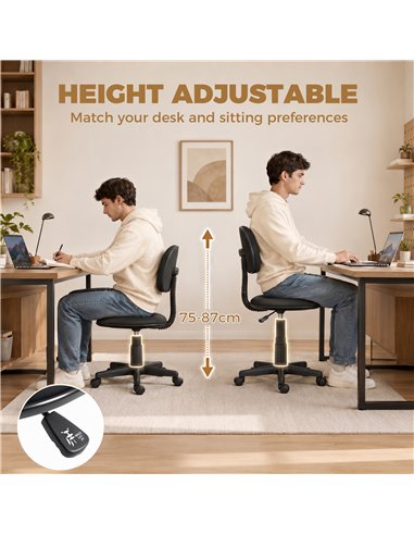 HOMCOM Small Armless Office Chair - Black