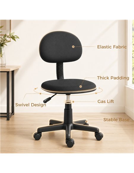 HOMCOM Small Armless Office Chair - Black - pic 207265 | FastDaddyshop