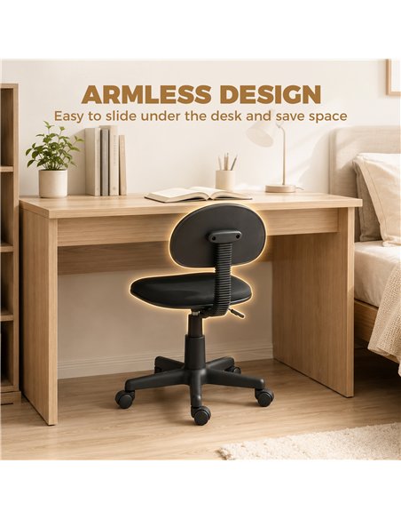 HOMCOM Small Armless Office Chair - Black - pic 207266 | FastDaddyshop