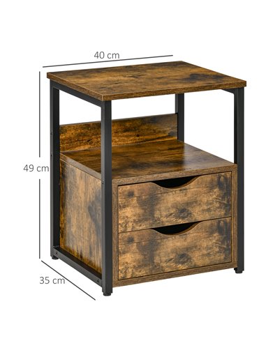 HOMCOM Industrial Cabinet with Storage Shelf, Drawer, Rustic Brown
