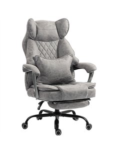 HOMCOM Executive Office Chair, Leathaire Big and Tall Office Chair 180 kg with Wide Seat, Reclining, Lumbar Support, Grey