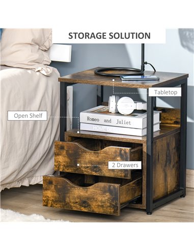 HOMCOM Industrial Cabinet with Storage Shelf, Drawer, Rustic Brown