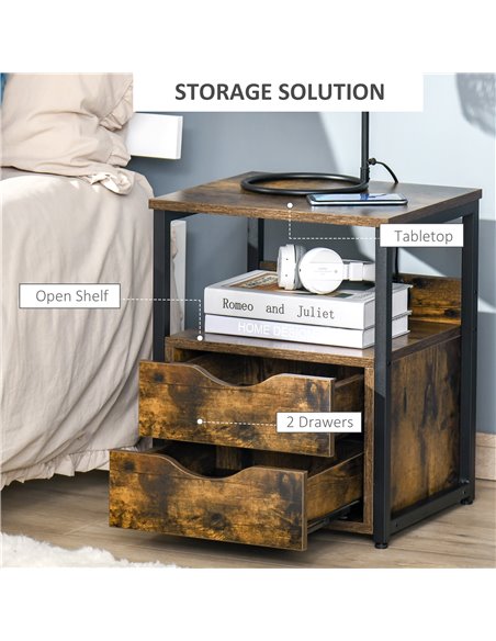 HOMCOM Industrial Cabinet with Storage Shelf, Drawer, Rustic Brown - pic 20728 | FastDaddyshop