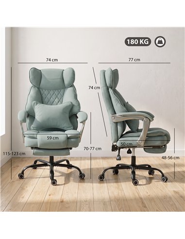 HOMCOM Executive Office Chair, Leathaire Big and Tall Office Chair 180 kg with Wide Seat, Reclining, Lumbar Support, Blue