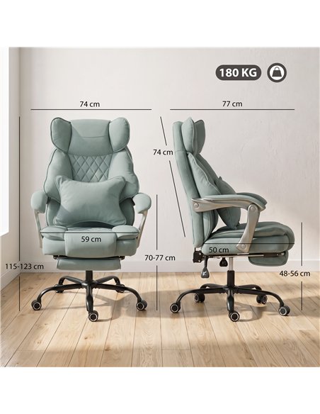 HOMCOM Executive Office Chair, Leathaire Big and Tall Office Chair 180 kg with Wide Seat, Reclining, Lumbar Support, Blue - pic 207281 | FastDaddyshop