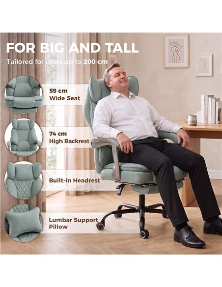 HOMCOM Executive Office Chair, Leathaire Big and Tall Office Chair 180 kg with Wide Seat, Reclining, Lumbar Support, Blue - pic 207282 | FastDaddyshop
