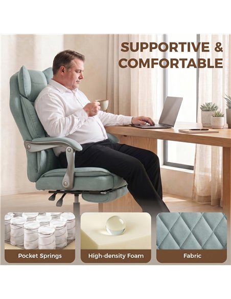 HOMCOM Executive Office Chair, Leathaire Big and Tall Office Chair 180 kg with Wide Seat, Reclining, Lumbar Support, Blue - pic 207283 | FastDaddyshop