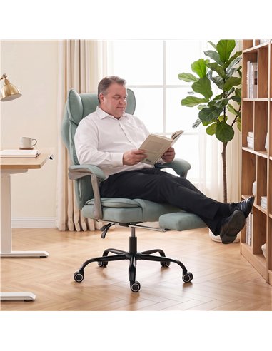 HOMCOM Executive Office Chair, Leathaire Big and Tall Office Chair 180 kg with Wide Seat, Reclining, Lumbar Support, Blue