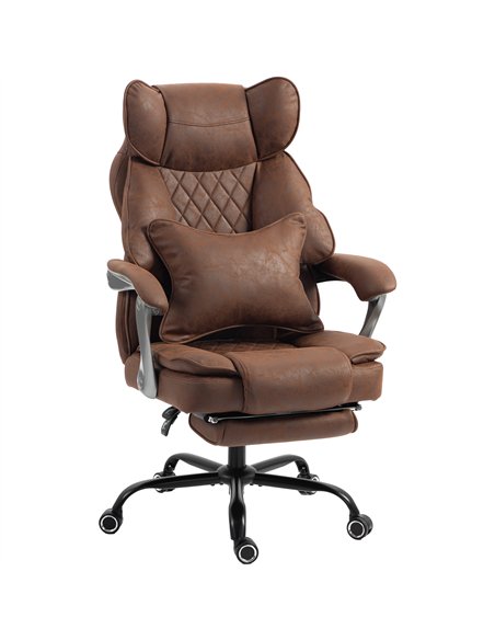 HOMCOM Executive Office Chair, Leathaire Big and Tall Office Chair 180 kg with Wide Seat, Reclining, Lumbar Support, Brown - pic 207288 | FastDaddyshop