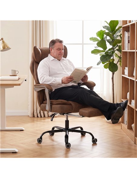 HOMCOM Executive Office Chair, Leathaire Big and Tall Office Chair 180 kg with Wide Seat, Reclining, Lumbar Support, Brown - pic 207295 | FastDaddyshop