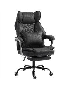 HOMCOM Executive Office Chair, Leathaire Big and Tall Office Chair 180 kg with Wide Seat, Reclining, Lumbar Support, Black