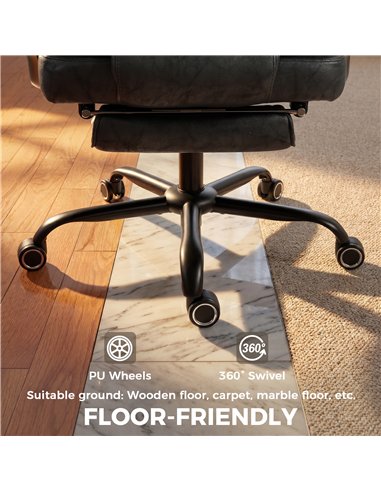 HOMCOM Executive Office Chair, Leathaire Big and Tall Office Chair 180 kg with Wide Seat, Reclining, Lumbar Support, Black