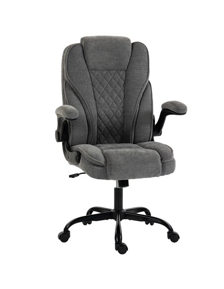 HOMCOM Office Chair, Ergonomic Desk Chair with Flip-up Armrest, Pocket Springs, Swivel Wheels, Adjustable Height, Grey - pic 207306 | FastDaddyshop