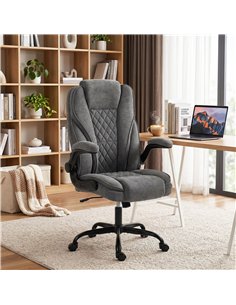 HOMCOM Office Chair, Ergonomic Desk Chair with Flip-up Armrest, Pocket Springs, Swivel Wheels, Adjustable Height, Grey 2
