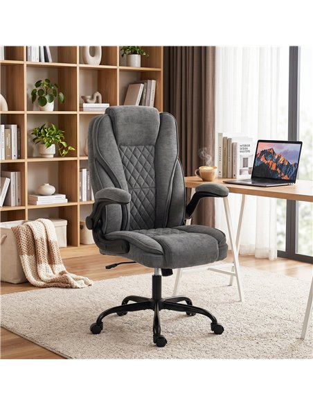 HOMCOM Office Chair, Ergonomic Desk Chair with Flip-up Armrest, Pocket Springs, Swivel Wheels, Adjustable Height, Grey - pic 207307 | FastDaddyshop