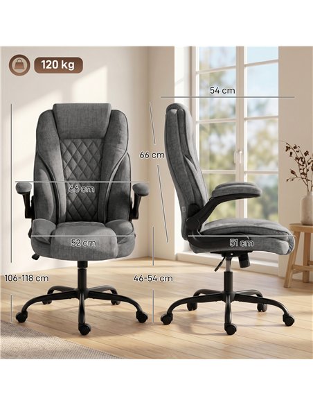 HOMCOM Office Chair, Ergonomic Desk Chair with Flip-up Armrest, Pocket Springs, Swivel Wheels, Adjustable Height, Grey - pic 207308 | FastDaddyshop