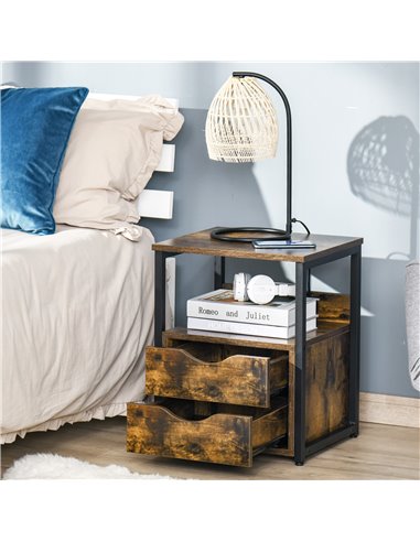 HOMCOM Industrial Cabinet with Storage Shelf, Drawer, Rustic Brown