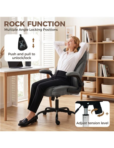 HOMCOM Office Chair, Ergonomic Desk Chair with Flip-up Armrest, Pocket Springs, Swivel Wheels, Adjustable Height, Grey - pic 207312 | FastDaddyshop