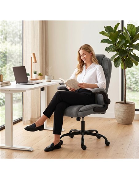 HOMCOM Office Chair, Ergonomic Desk Chair with Flip-up Armrest, Pocket Springs, Swivel Wheels, Adjustable Height, Grey - pic 207313 | FastDaddyshop