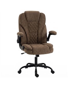 HOMCOM Office Chair, Ergonomic Desk Chair with Flip-up Armrest, Pocket Springs, Swivel Wheels, Adjustable Height, Brown