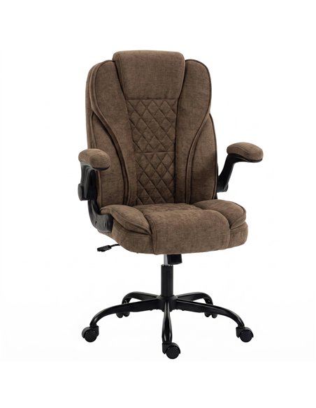 HOMCOM Office Chair, Ergonomic Desk Chair with Flip-up Armrest, Pocket Springs, Swivel Wheels, Adjustable Height, Brown - pic 207315 | FastDaddyshop