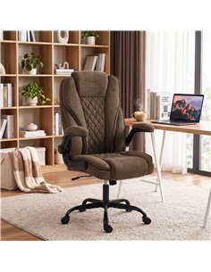 HOMCOM Office Chair, Ergonomic Desk Chair with Flip-up Armrest, Pocket Springs, Swivel Wheels, Adjustable Height, Brown 2