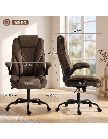 HOMCOM Office Chair, Ergonomic Desk Chair with Flip-up Armrest, Pocket Springs, Swivel Wheels, Adjustable Height, Brown - pic 207317 | FastDaddyshop
