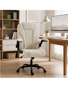 HOMCOM Office Chair, Ergonomic Desk Chair with Flip-up Armrest, Pocket Springs, Swivel Wheels, Adjustable Height, Beige 2