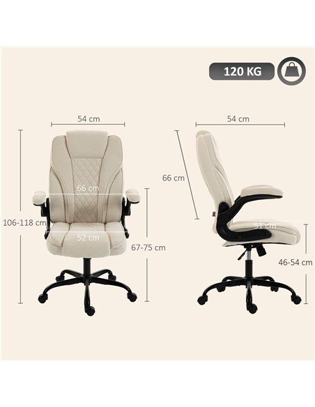HOMCOM Office Chair, Ergonomic Desk Chair with Flip-up Armrest, Pocket Springs, Swivel Wheels, Adjustable Height, Beige - pic 207326 | FastDaddyshop