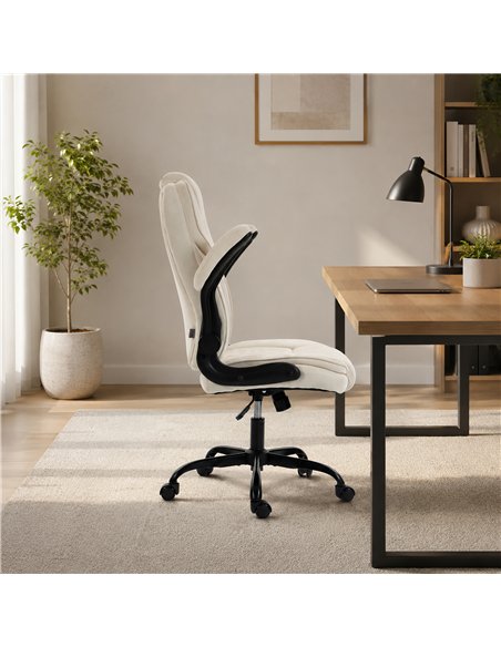 HOMCOM Office Chair, Ergonomic Desk Chair with Flip-up Armrest, Pocket Springs, Swivel Wheels, Adjustable Height, Beige - pic 207331 | FastDaddyshop