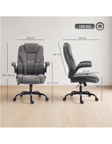 HOMCOM Office Chair, Ergonomic Desk Chair with Flip-up Armrest, Pocket Springs, Swivel Wheels, Adjustable Height, Dark Grey