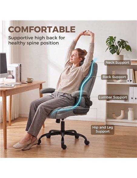 HOMCOM Office Chair, Ergonomic Desk Chair with Flip-up Armrest, Pocket Springs, Swivel Wheels, Adjustable Height, Dark Grey - pic 207336 | FastDaddyshop