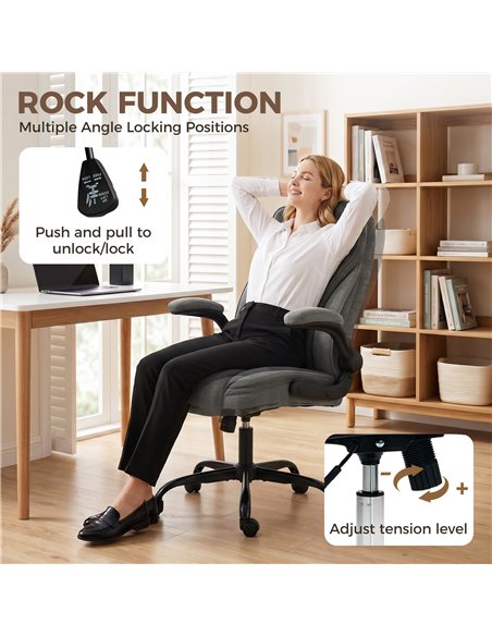 HOMCOM Office Chair, Ergonomic Desk Chair with Flip-up Armrest, Pocket Springs, Swivel Wheels, Adjustable Height, Dark Grey - pic 207338 | FastDaddyshop