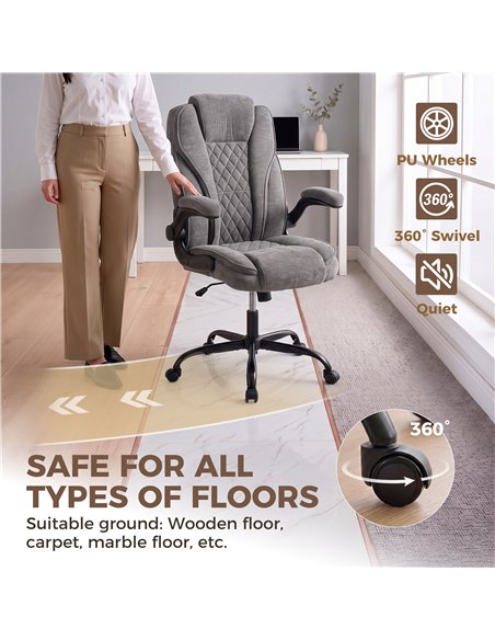 HOMCOM Office Chair, Ergonomic Desk Chair with Flip-up Armrest, Pocket Springs, Swivel Wheels, Adjustable Height, Dark Grey - pic 207339 | FastDaddyshop