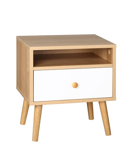 HOMCOM Bedside Cabinet with Drawer and Shelf, Natural - pic 20734 | FastDaddyshop