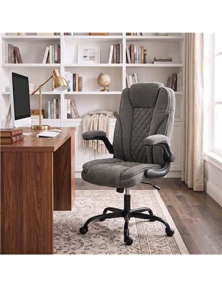 HOMCOM Office Chair, Ergonomic Desk Chair with Flip-up Armrest, Pocket Springs, Swivel Wheels, Adjustable Height, Dark Grey - pic 207340 | FastDaddyshop